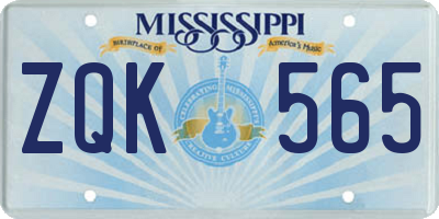 MS license plate ZQK565