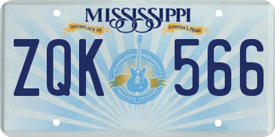 MS license plate ZQK566