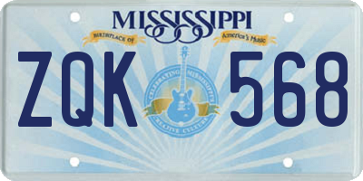 MS license plate ZQK568