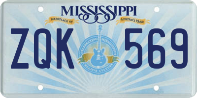 MS license plate ZQK569