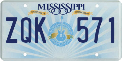 MS license plate ZQK571