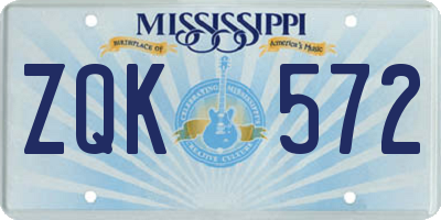 MS license plate ZQK572