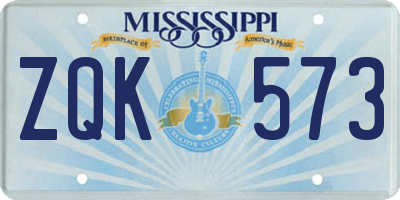 MS license plate ZQK573