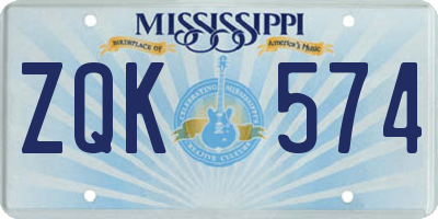 MS license plate ZQK574