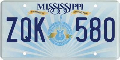 MS license plate ZQK580