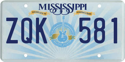 MS license plate ZQK581