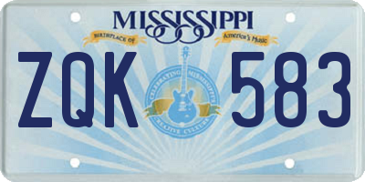 MS license plate ZQK583