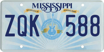 MS license plate ZQK588