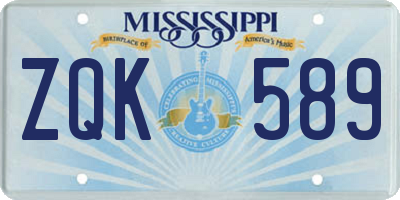 MS license plate ZQK589