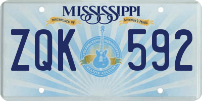 MS license plate ZQK592