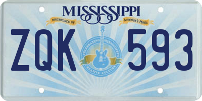 MS license plate ZQK593