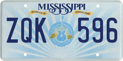 MS license plate ZQK596