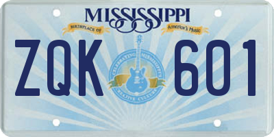MS license plate ZQK601