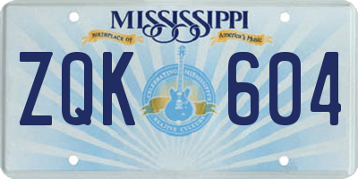 MS license plate ZQK604