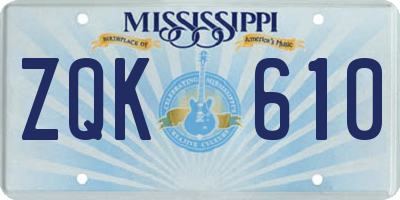 MS license plate ZQK610