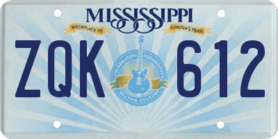 MS license plate ZQK612