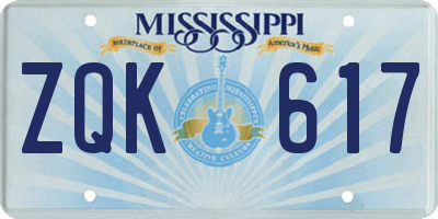 MS license plate ZQK617