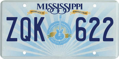 MS license plate ZQK622