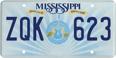 MS license plate ZQK623