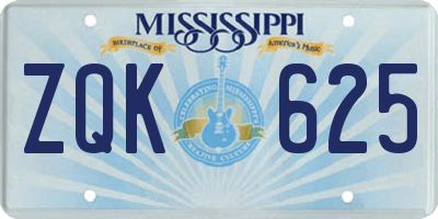 MS license plate ZQK625
