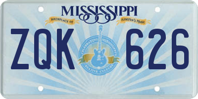 MS license plate ZQK626
