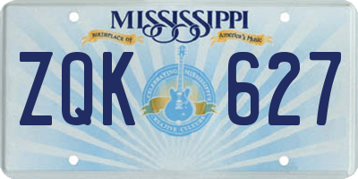 MS license plate ZQK627