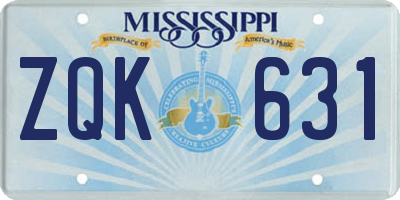 MS license plate ZQK631
