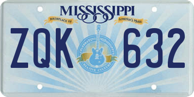 MS license plate ZQK632