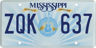 MS license plate ZQK637