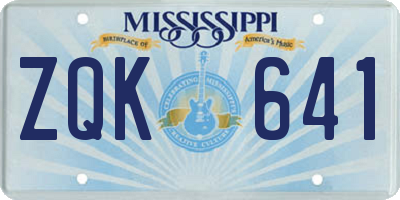 MS license plate ZQK641