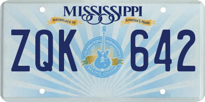 MS license plate ZQK642