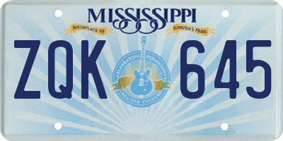 MS license plate ZQK645
