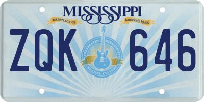MS license plate ZQK646