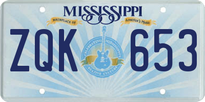 MS license plate ZQK653
