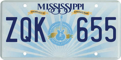 MS license plate ZQK655