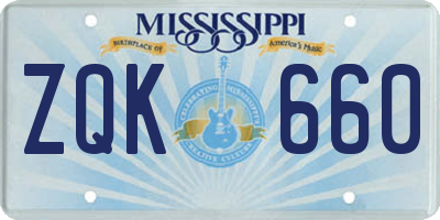 MS license plate ZQK660
