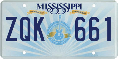 MS license plate ZQK661
