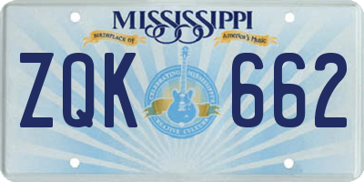 MS license plate ZQK662