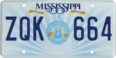 MS license plate ZQK664