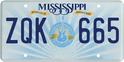 MS license plate ZQK665