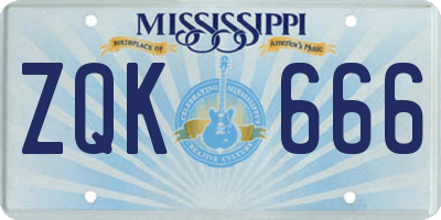 MS license plate ZQK666