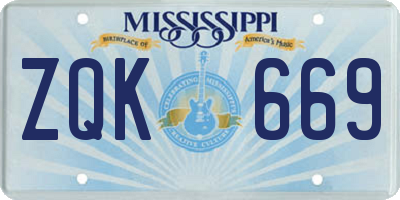 MS license plate ZQK669