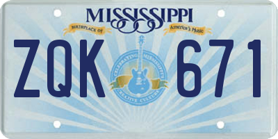 MS license plate ZQK671