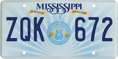 MS license plate ZQK672