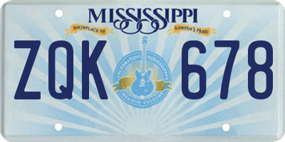 MS license plate ZQK678