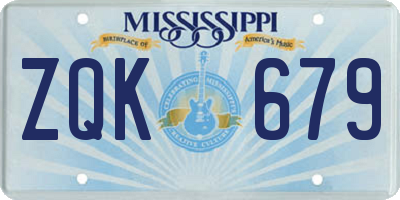 MS license plate ZQK679