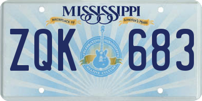 MS license plate ZQK683