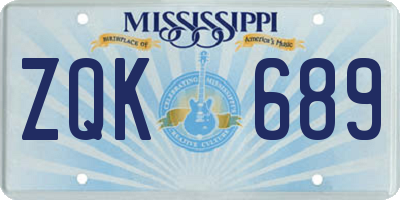 MS license plate ZQK689
