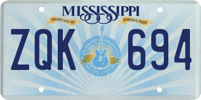 MS license plate ZQK694
