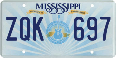 MS license plate ZQK697